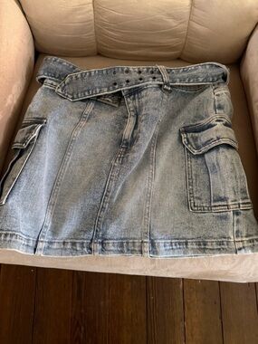 Vintage faded Blue Denim Mini Skirt